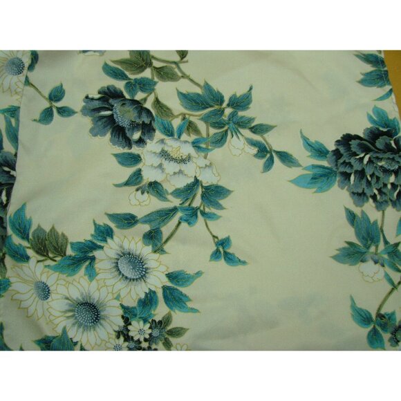 Vtg Made in Japan Blue Green Floral Open Kimono Robe Polyester Asian Gown One Sz - Picture 8 of 12